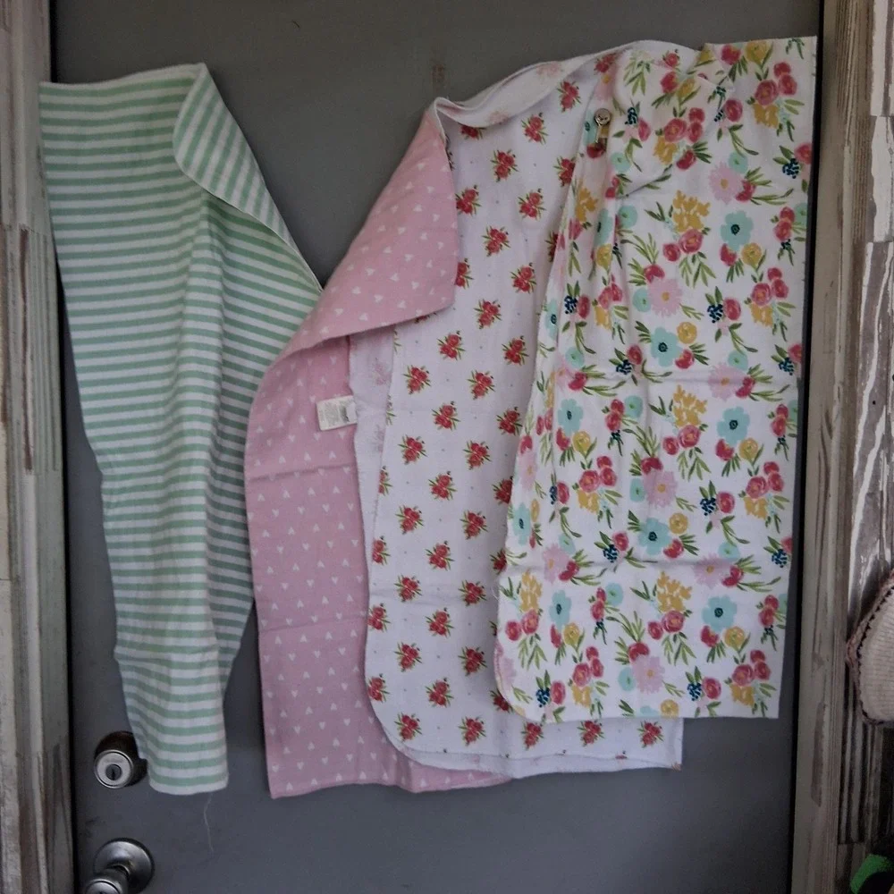 Vintage Y2K Baby Girl Receiving Blankets Lot Of 4 Pink Green Floral EUC